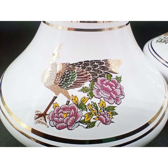 Neofitou Vase Pair Greece Vintage 24K Gold Trim Floral Bird Handcrafted Elegant - Picture 3 of 12